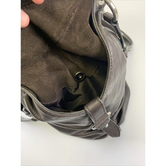 Tosca Blu Brown Leather Purse Double Handle Shoulder Handbag Suede Zip - Picture 8 of 16